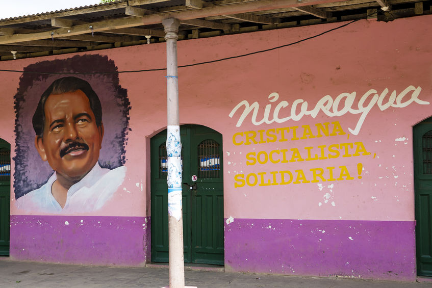 the painted ortrait of Daniel Ortega in Nicaragua