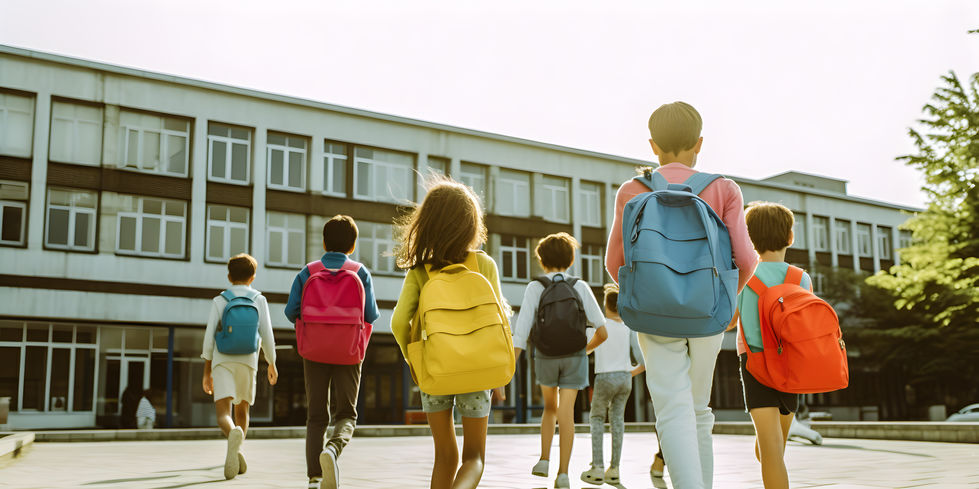 Students with backpacks going to school. Concept of back to school. AI generated.