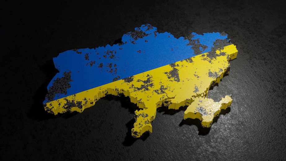 Grunge Ukraine Flag and Map 3D Rendering