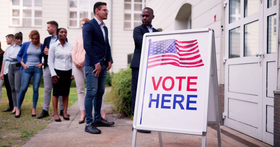 Diverse People At Voting Booth