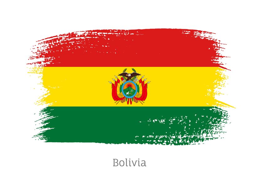 Bolivia official flag in shape of brush stroke